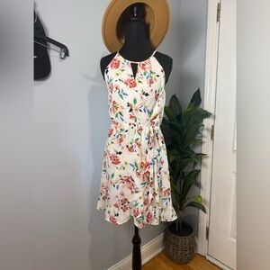 Miami Pink and Orange Halter Sundress Wedding Guest